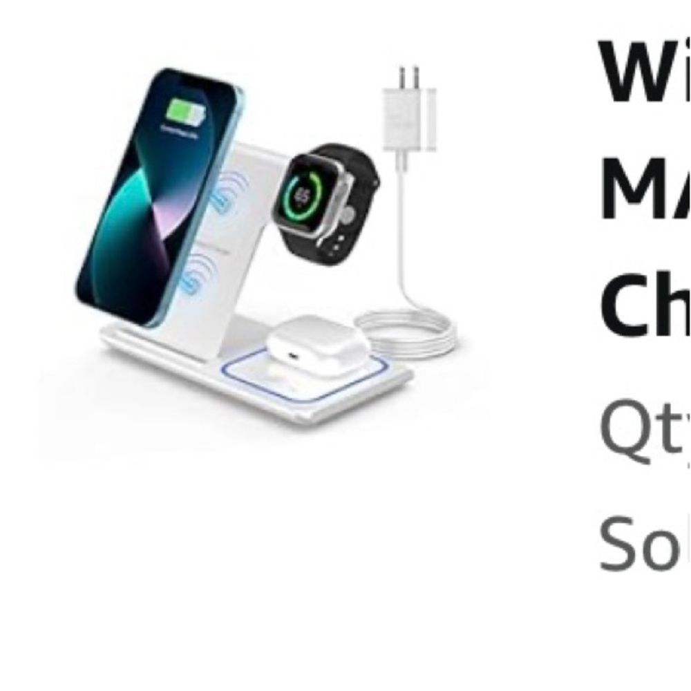 3 in 1 White Wireless Charger Stand
